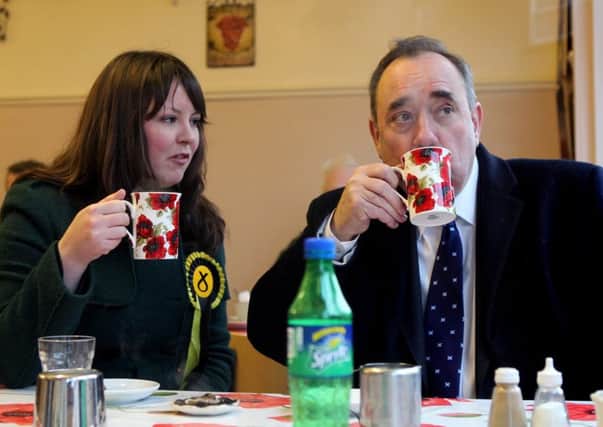 Alex Salmond in Cowdenbeath with by-election candidate Natalie McGarry. Picture: HeMedia