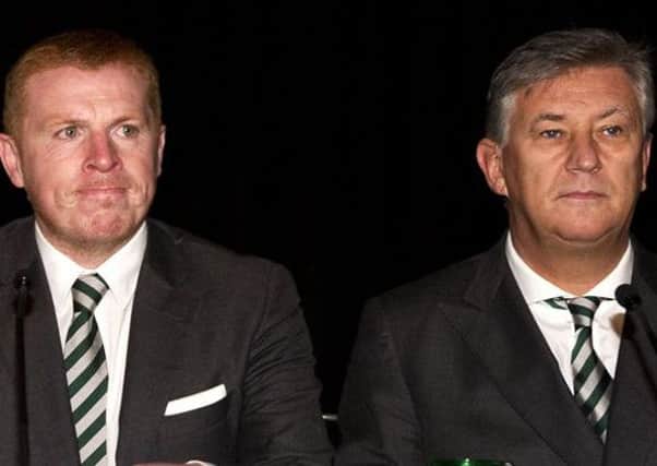 No rift: Neil Lennon, left and Peter Lawwell have a 'healthy' relationship. Picture: SNS