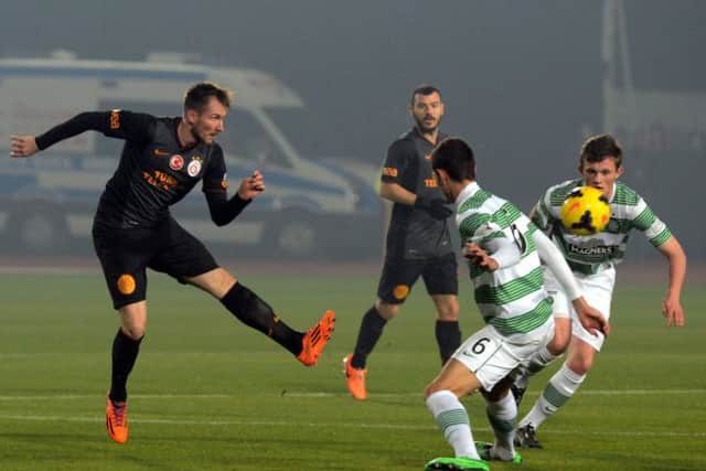 Izet Hajrovic of Galatasaray and Nir Biton in action in Antalya. Picture: Getty