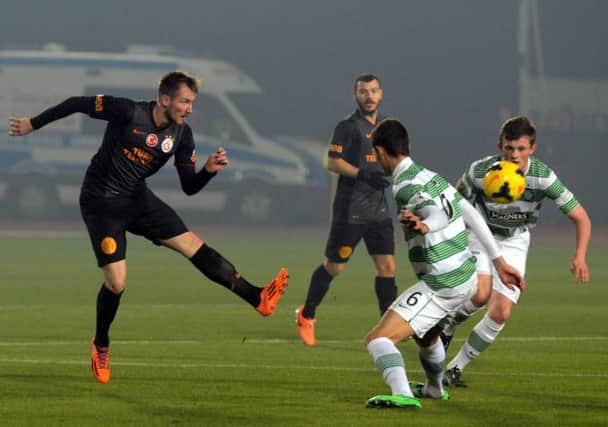 Izet Hajrovic of Galatasaray and Nir Biton in action in Antalya. Picture: Getty