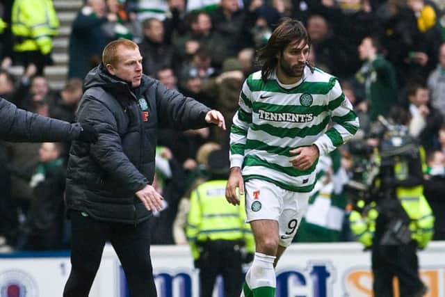 Neil Lennon and Georgios Samaras. Picture: Ian Georgeson