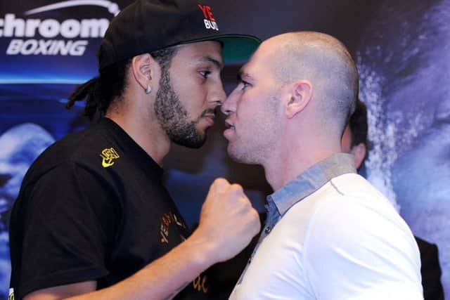 Wadi Camacho and Stephen Simmons square up in Glasgow. Picture: Getty