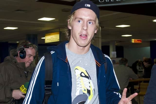 Stefan Johansen arrives in Glasgow last night for talks with Celtic. Picture: SNS