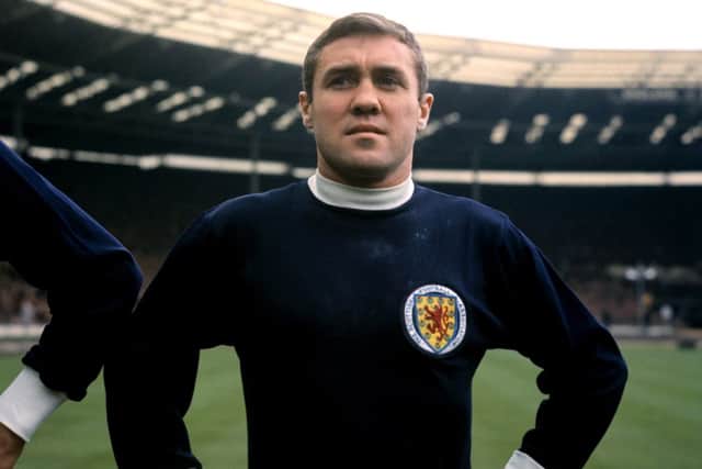 Bobby Collins lines up for Scotland before the match against England at Wembley in 1965. Picture: PA