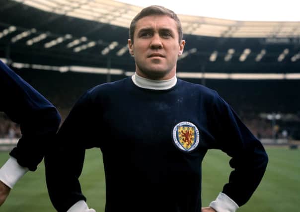 Bobby Collins lines up for Scotland before the match against England at Wembley in 1965. Picture: PA