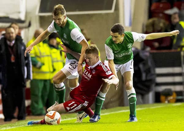 Alex Harris, right, made a brief comeback against Aberdeen last Friday. Picture: SNS