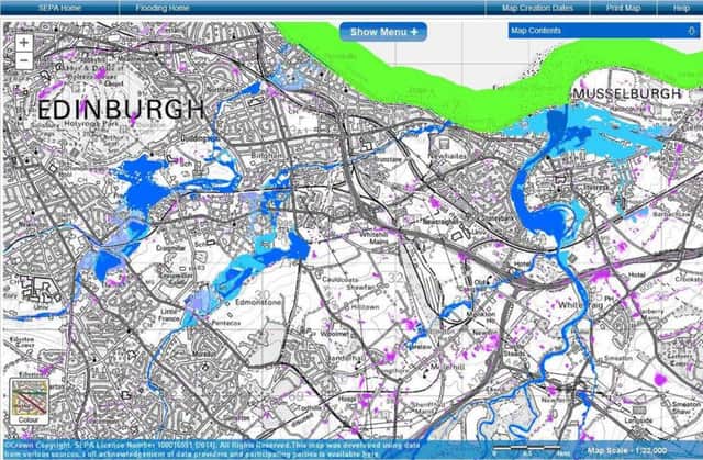One of the flood maps issued by Sepa. Picture: Contributed