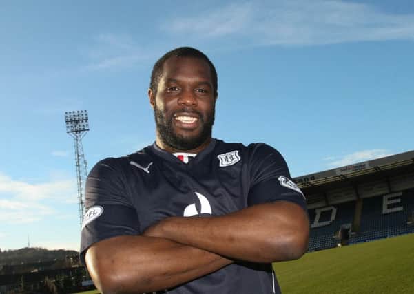 Christian Nade could feature for Dundee against Hamilton tomorrow despite not having played a competitive game for a year. Picture: David Young