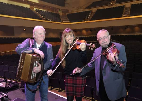 Nicola Benedetti with veterean Scottish musicians Phil Cunningham, left, and Aly Bain. Picture: Donald MacLeod