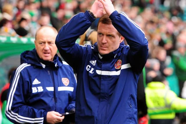 Hearts manager Gary Locke and his assistant Billy Brown. Picture: Ian Rutherford