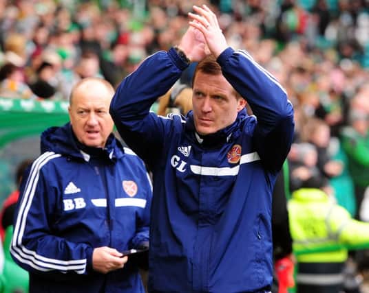 Hearts manager Gary Locke and his assistant Billy Brown. Picture: Ian Rutherford