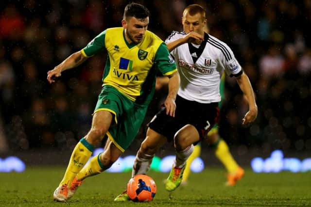 Robert Snodgrass turning out for Norwich City against Fulham in the FA Cup on Tuesday. Picture: Getty