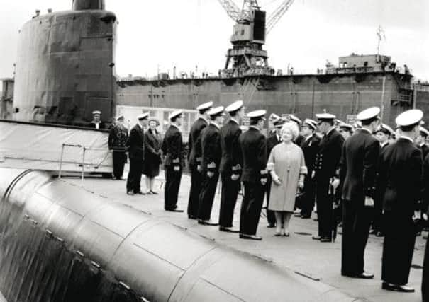 The Queen Mother aboard HMS Neptune during a 1968 visit to Faslane. Picture: Allan Milligan