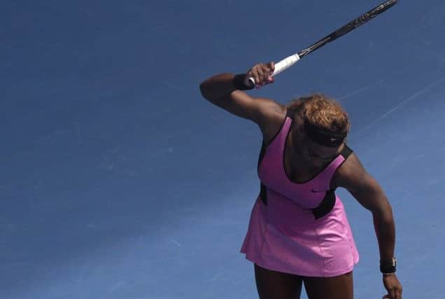 Serena Williams, hampered by a back injury, shows her frustration. Picture: AP