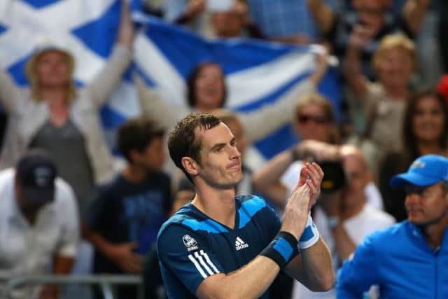 Andy Murray acknowledges the crowd in Melbourne after seeing off Stephane Robert. Picture: Getty