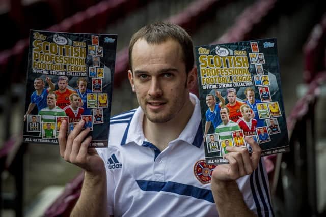 Jamie MacDonald promotes the new SPFL sticker album. Picture: Ian Georgeson