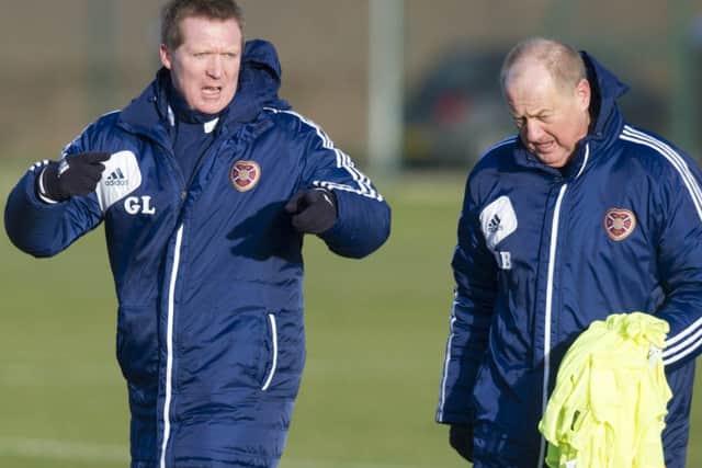 Gary Locke chats to Billy Brown at Riccarton. Picture: SNS