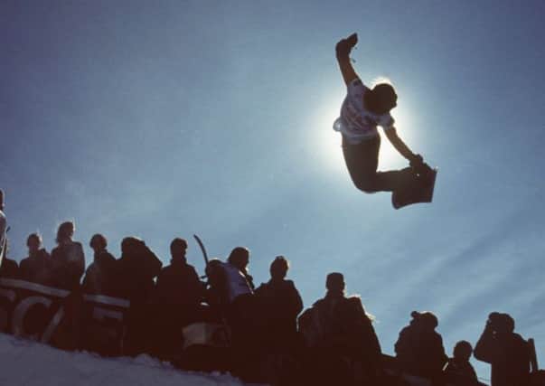 Terje Haakonsen in action during the World Snowboard Championships in Davos, 1995. Picture: Mike Cooper