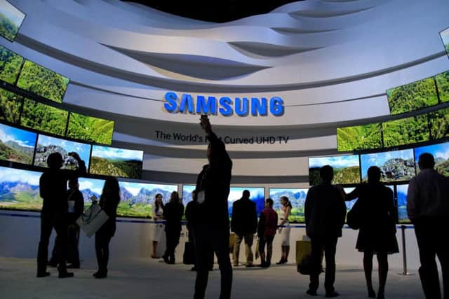 A display of Samsung curved UHD TVs at the International Consumer Electronics Show in Las Vegas. Picture: AP