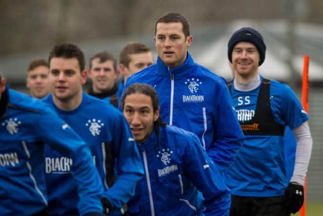 The Rangers squad in training yesterday. Picture: SNS