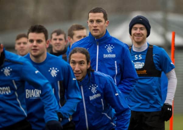 The Rangers squad in training yesterday. Picture: SNS