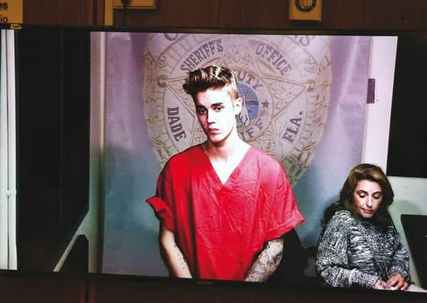 Justin Bieber appears in court in Florida following his arrest for drink-driving. Picture: AP