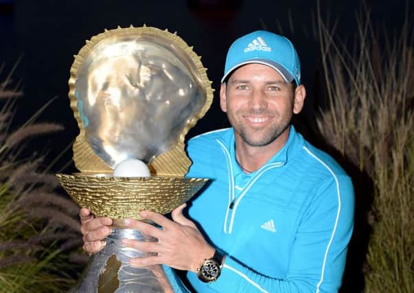 Sergio Garcia with the winners trophy. Picture: Getty