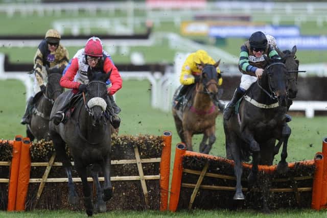 Outsider Knockara Beau, right, gains on Big Bucks, left. Picture: Alan Crowhurst/Getty