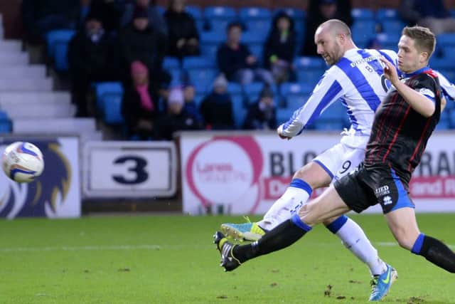 Kris Boyd smashes home the second for Kilmarnock. Picture: SNS