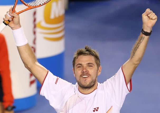 Stanislas Wawrinka celebrates his win. Picture: Getty