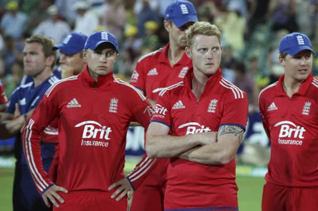 England endure the sight of yet more Australian celebrations. Picture: AP