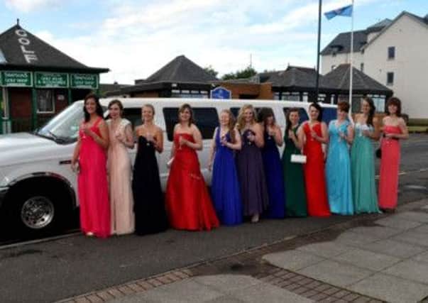 These students embraced the US tradition of arriving at the school prom in a limo. Picture: