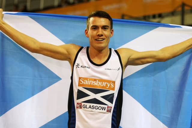Scotlands Chris OHare celebrates winning the 1,500 metres. Picture: PA