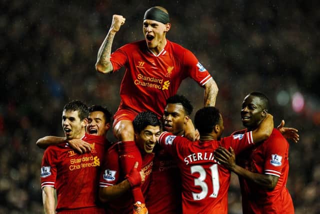 Martin Skrtel leads the celebrations after Daniel Sturridge scored Liverpools third goal. Picture: Getty