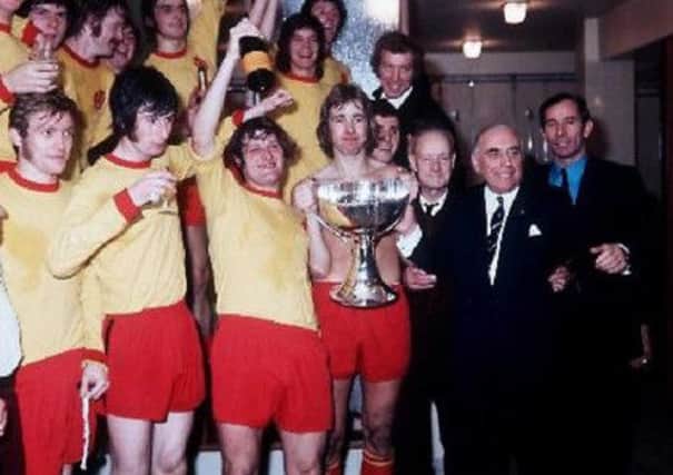 Partick Thistle celebrate with the League Cup after the Jags stunning win over Celtic in 1971. Picture: Contributed