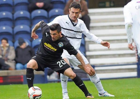 Nacho Novo in action for Morton against Raith. Picture: Neil Doig