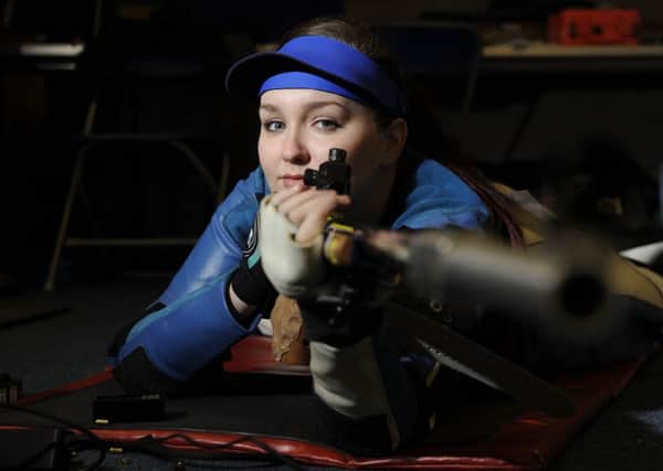 Jennifer McIntosh takes aim at the refurbished Meadowbank shooting facility, which persuaded her to leave Aberdeen  Picture: Greg Macvean.