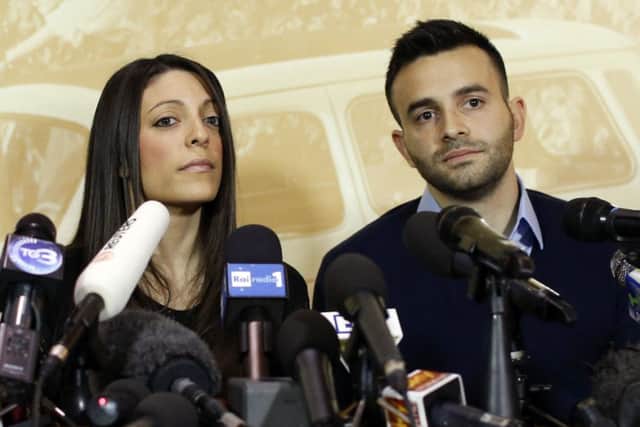 Stephanie Kercher and Lyle Kercher, the sister and brother of Meredith Kercher. Picture: Reuters