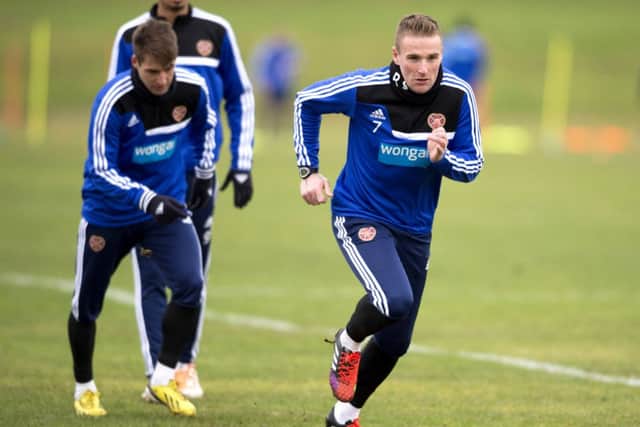Ryan Stevenson is put through his paces at Riccarton in preparation for tomorrows League Cup semi-final. Picture: SNS
