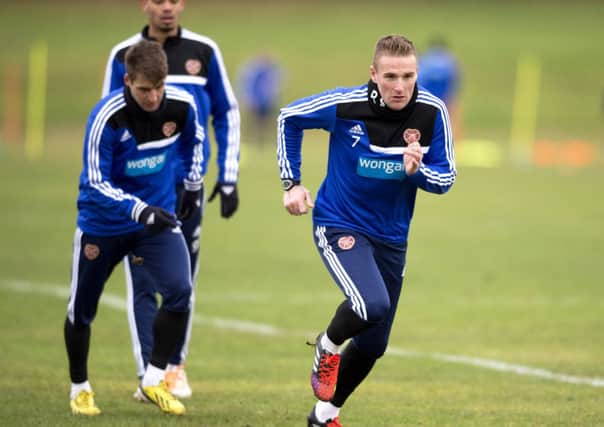 Ryan Stevenson is put through his paces at Riccarton in preparation for tomorrows League Cup semi-final. Picture: SNS