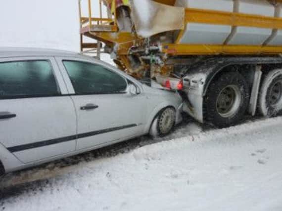 The A9 was closed after a gritter crashed into a truck. Picture: Transport Scotland