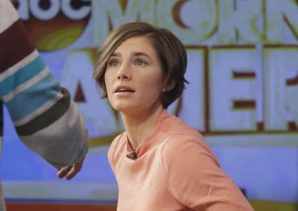 Amanda Knox prepares to leave the set following a television interview in the US yesterday. Picture: AP