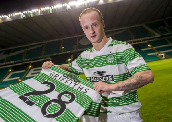 Leigh Griffiths is unveiled at Parkhead. Picture: SNS