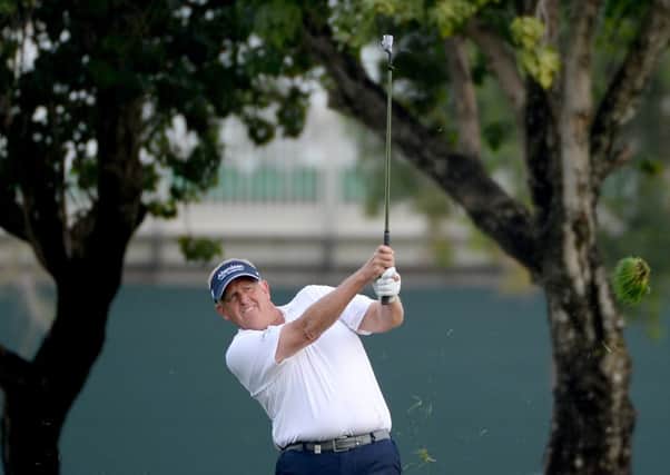 Colin Montgomerie made the cut, but lost a ball in a tree. Picture: Getty