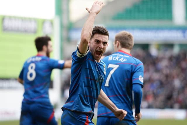 Inverness CT captain Graeme Shinnie celebrates Nick Ross's goal to take the tie into extra time. Picture: SNS