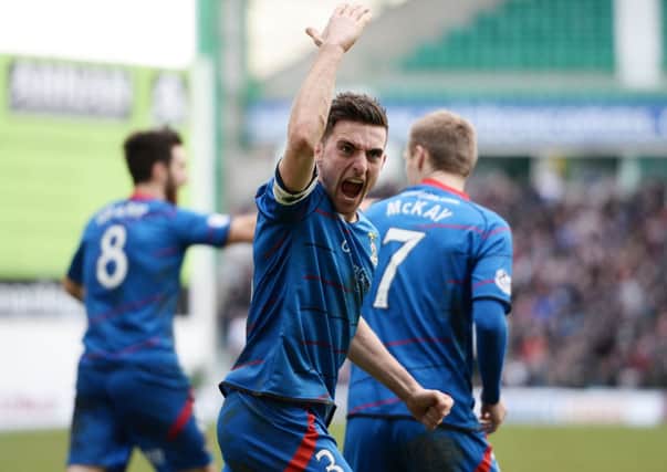 Inverness CT captain Graeme Shinnie celebrates Nick Ross's goal to take the tie into extra time. Picture: SNS