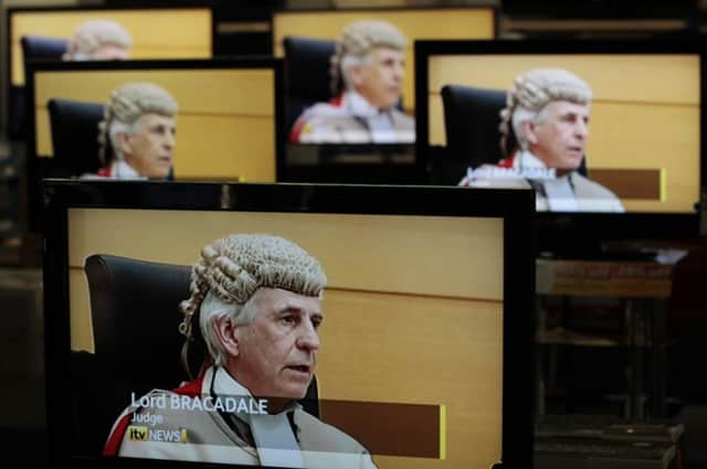 Lord Bracadale is seen on TV sentencing David Gilroy. Picture: Reuters