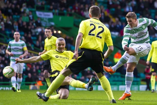 Kris Commons rifles home the only goal of the game. Picture: SNS
