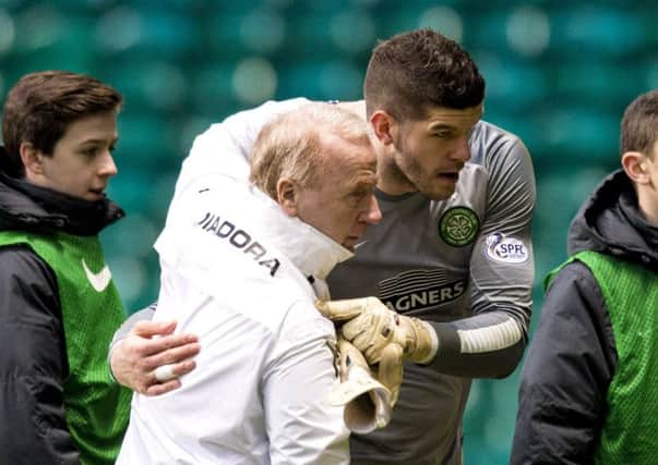 Tommy Craig greets Fraser Forster. Picture: SNS