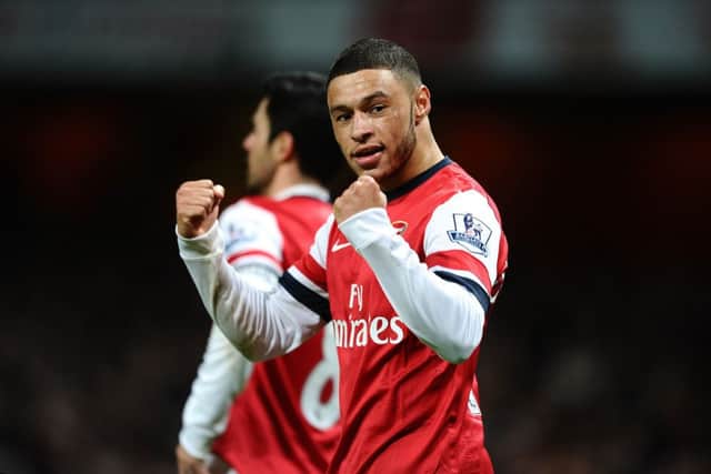 Alex Oxlade-Chamberlain celebrates his and Arsenals second goal. Picture: PA
